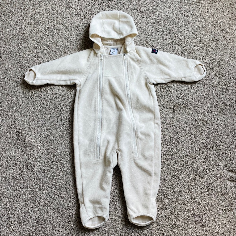 Polarn O. Pyret Baby Winter ECO WIND FLEECE BUNT | 6 Months | White/Beige Fleece